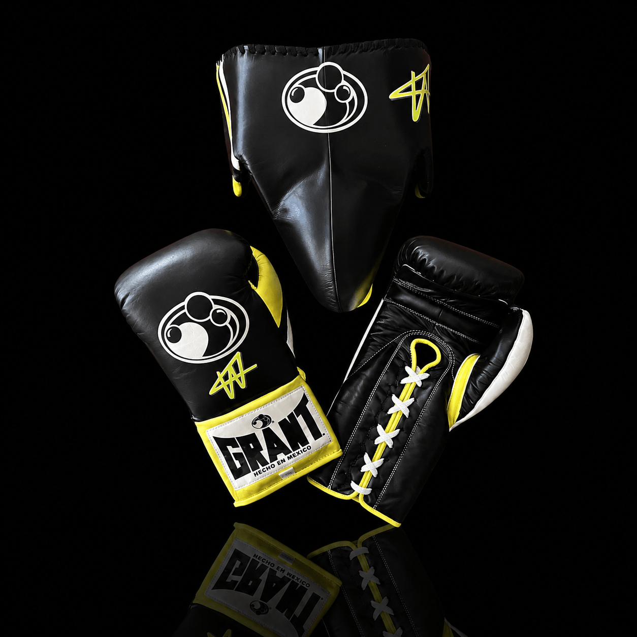 Grant Sparring Boxing Set Black/Yellow/White Complete Gear Bundle